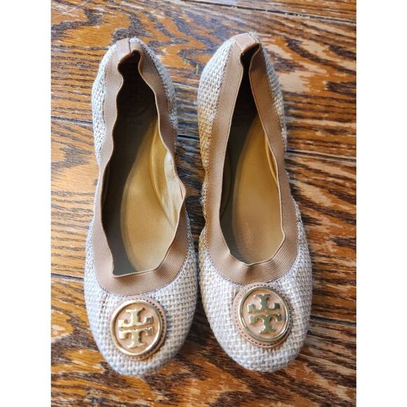 Tory Burch Shoes - Tory Burch Caroline2 Burlap Logo Ballerina Flat, Nima sz 7